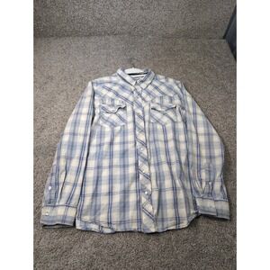 Levi Strauss Men's Plaid Long Sleeve Snap Button Western Shirt Medium